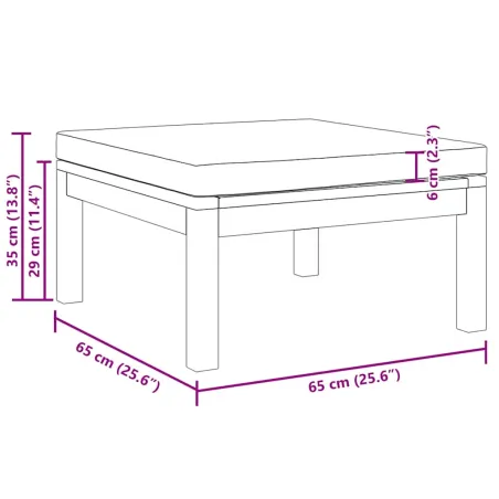 Repose-pied avec coussin gris foncé Bois d'acacia massif