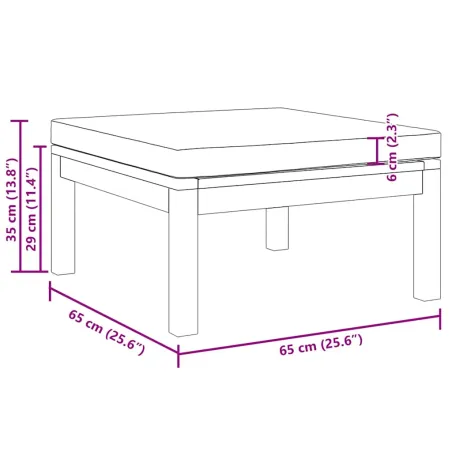 Repose-pied avec coussin blanc crème Bois d'acacia massif