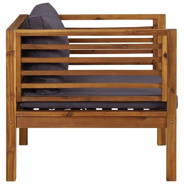 Chaise de jardin avec coussins gris foncé Bois d'acacia massif