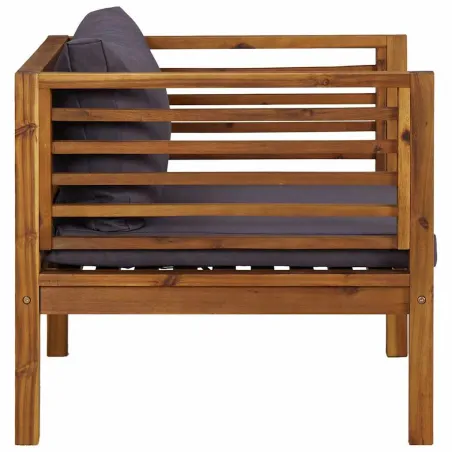 Chaise de jardin avec coussins gris foncé Bois d'acacia massif