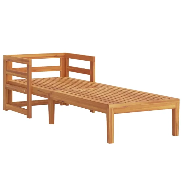 Chaise longue avec coussins blanc crème Bois d'acacia solide