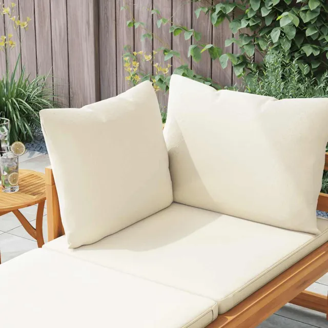 Chaise longue avec 1 accoudoir Blanc crème Bois d'acacia solide