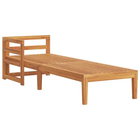 Chaise longue avec 1 accoudoir Blanc crème Bois d'acacia solide