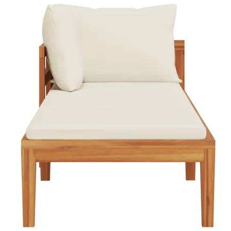 Chaise longue avec 1 accoudoir Blanc crème Bois d'acacia solide