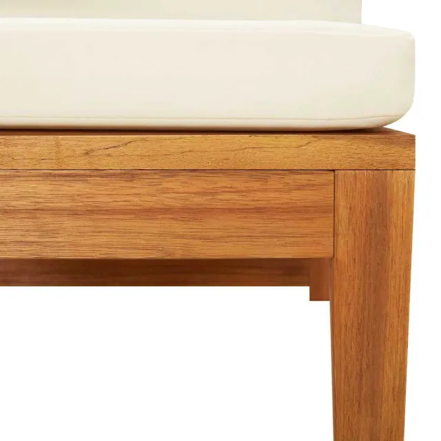 Canapé d'angle avec coussins blanc crème Bois d'acacia solide