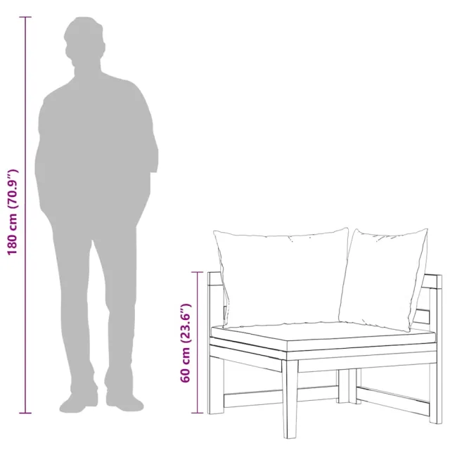 Canapé d'angle avec coussins blanc crème Bois d'acacia solide