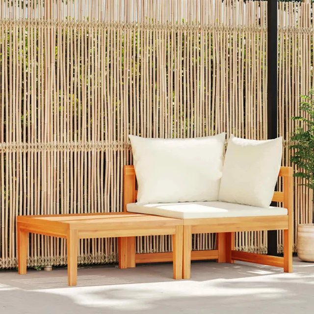 Salon de jardin 2 pcs avec coussins blanc crème Bois d'acacia