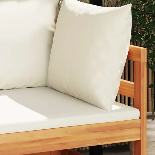 Salon de jardin 2 pcs avec coussins blanc crème Bois d'acacia