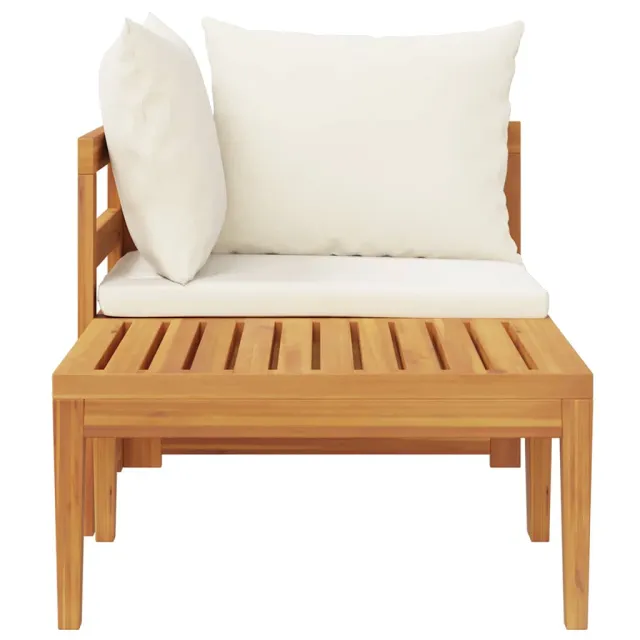 Salon de jardin 2 pcs avec coussins blanc crème Bois d'acacia