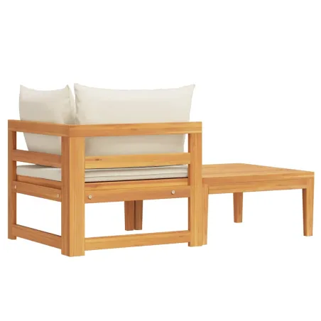 Salon de jardin 2 pcs avec coussins blanc crème Bois d'acacia