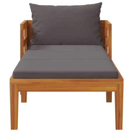 Chaise longue avec coussins gris foncé Bois d'acacia solide
