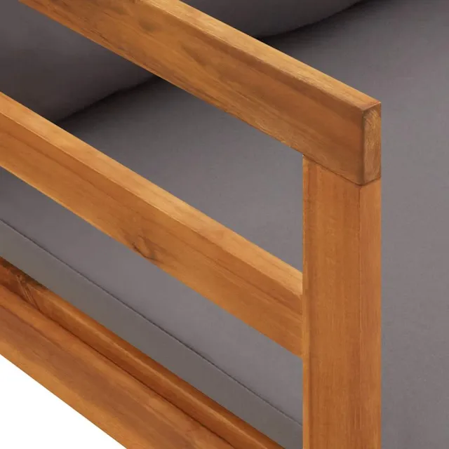 Chaise longue avec coussins gris foncé Bois d'acacia solide