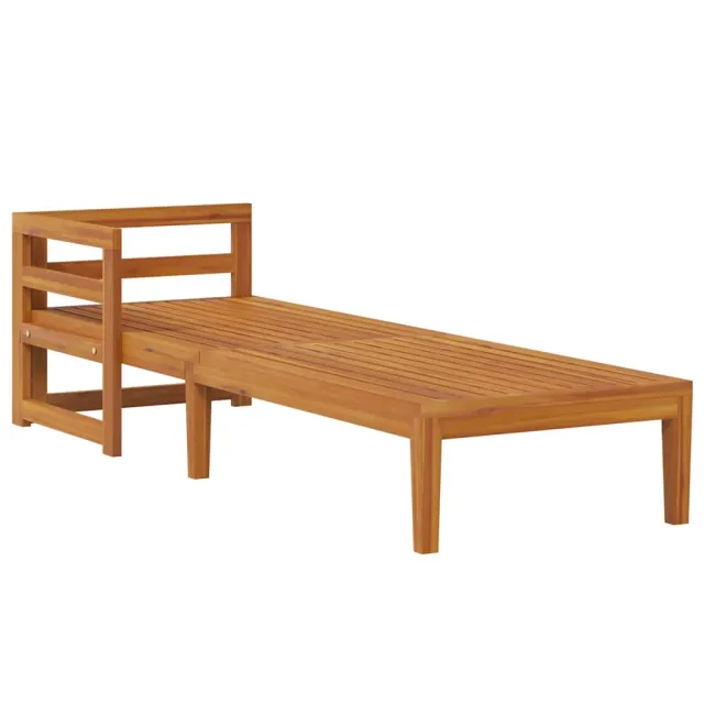 Chaise longue avec 1 accoudoir Gris foncé Bois d'acacia solide