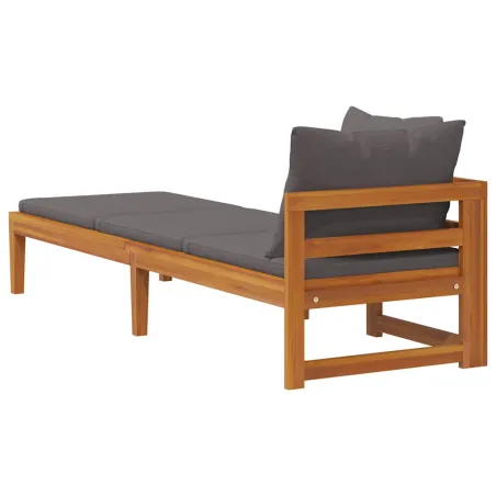 Chaise longue avec 1 accoudoir Gris foncé Bois d'acacia solide