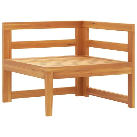 Canapé d'angle avec coussins gris foncé Bois d'acacia solide