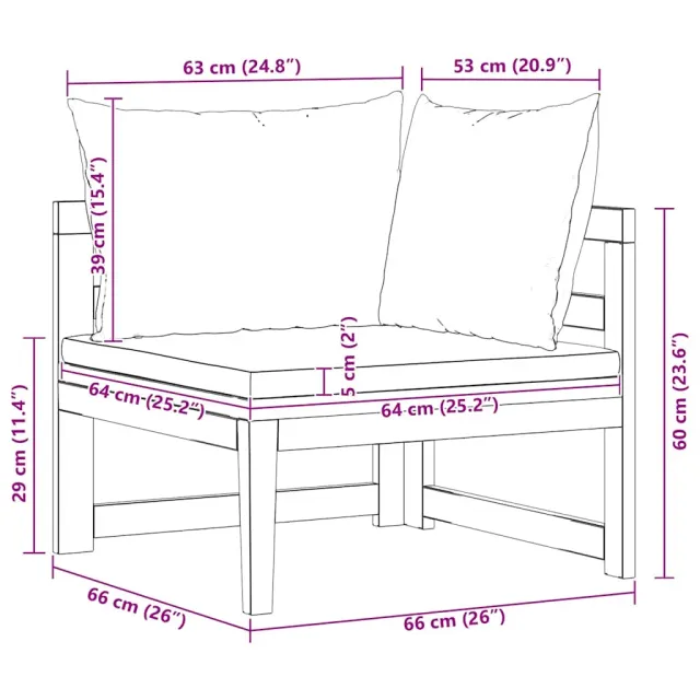 Canapé d'angle avec coussins gris foncé Bois d'acacia solide