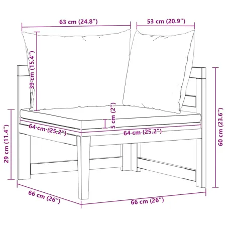 Canapé d'angle avec coussins gris foncé Bois d'acacia solide