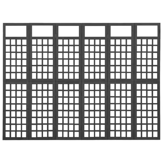 Cloison de séparation à 6 panneaux Bois de pin Noir 242,5x180cm