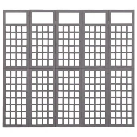 Cloison de séparation à 5 panneaux Bois de pin Gris 201,5x180cm 2