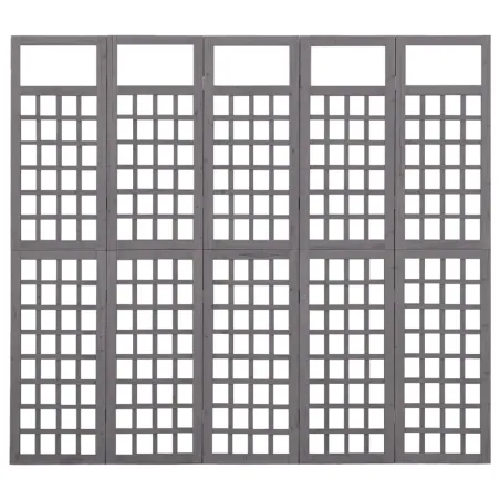 Cloison de séparation à 5 panneaux Bois de pin Gris 201,5x180cm