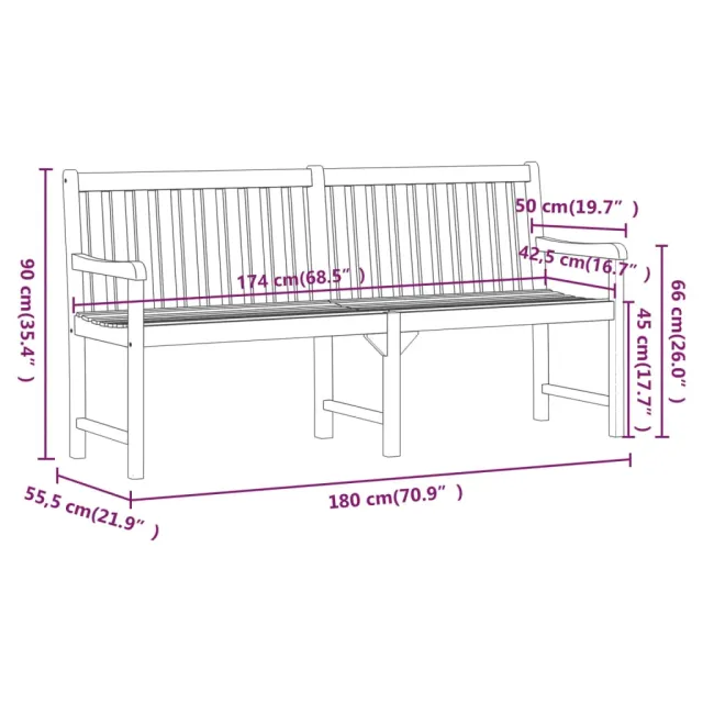 Banc de jardin 180 cm Bois solide d'acacia