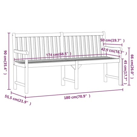 Banc de jardin 180 cm Bois solide d'acacia