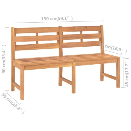 Banc de jardin 150 cm bois de teck massif