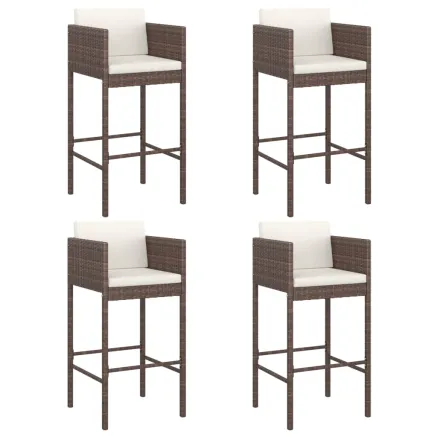 Tabourets de bar lot de 4 avec coussins marron résine tressée 2