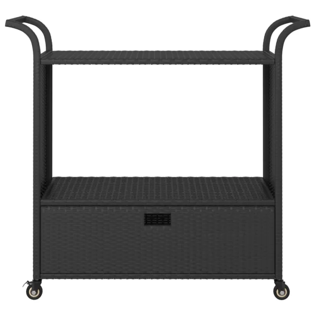 Chariot de bar avec tiroir Noir 100x45x97 cm Résine tressée