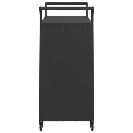 Chariot de bar avec tiroir Noir 100x45x97 cm Résine tressée