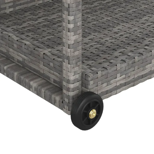 Chariot de bar Gris 100x45x83 cm Résine tressée