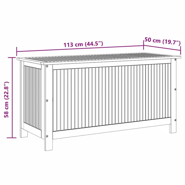 Boîte de rangement de jardin 113x50x58 cm Bois d'acacia solide