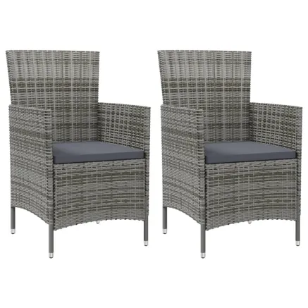 Chaises de jardin avec coussins lot de 2 Résine tressée Gris