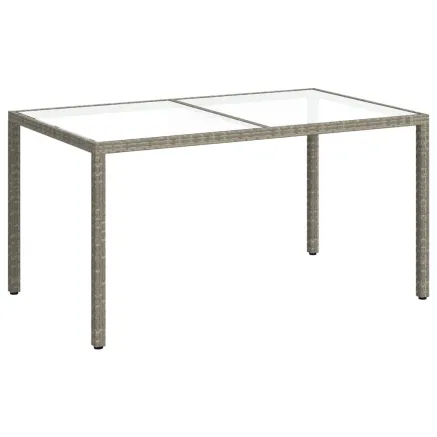 Table de jardin 150x90x75 cm Verre trempé et poly rotin Gris 2