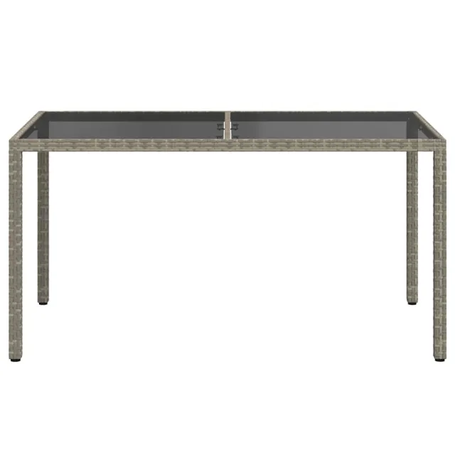 Table de jardin 150x90x75 cm Verre trempé et poly rotin Gris