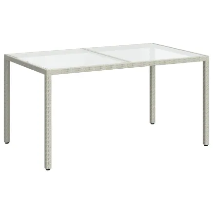 Table de jardin 150x90x75 cm Verre trempé/résine tressée Blanc 2