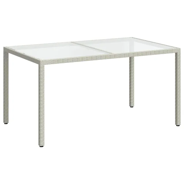 Table de jardin 150x90x75 cm Verre trempé/résine tressée Blanc