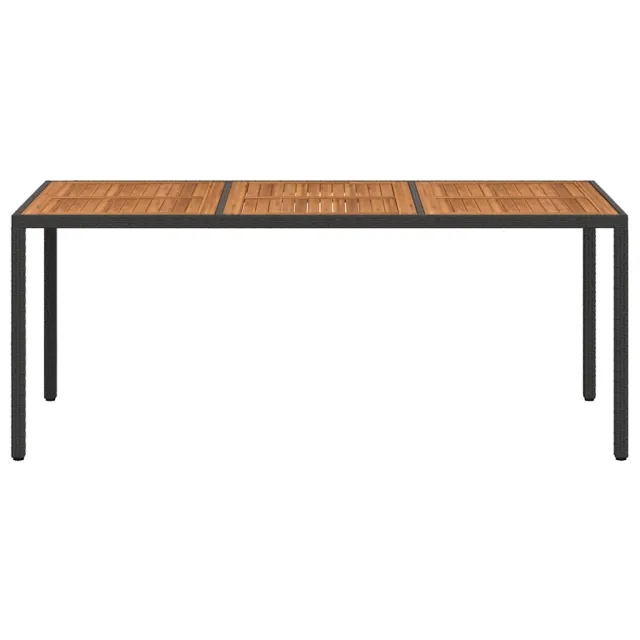 Table de jardin 190x90x75 cm Résine tressée et bois acacia Noir