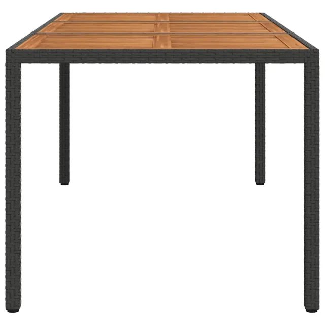Table de jardin 190x90x75 cm Résine tressée et bois acacia Noir