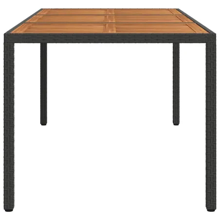 Table de jardin 190x90x75 cm Résine tressée et bois acacia Noir