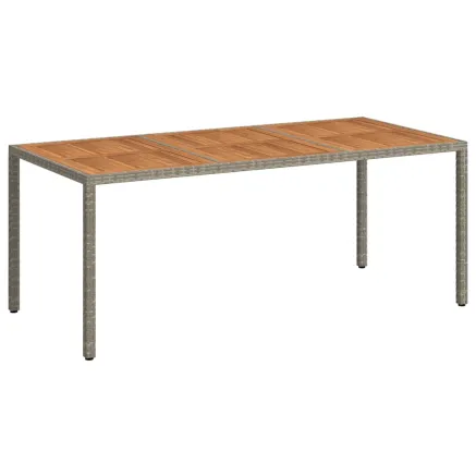 Table de jardin 190x90x75 cm Résine tressée/bois d'acacia Gris 2