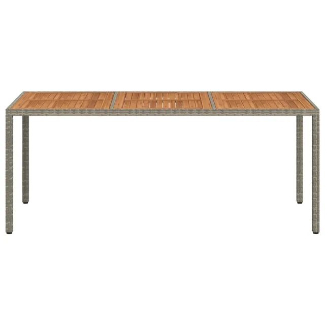 Table de jardin 190x90x75 cm Résine tressée/bois d'acacia Gris