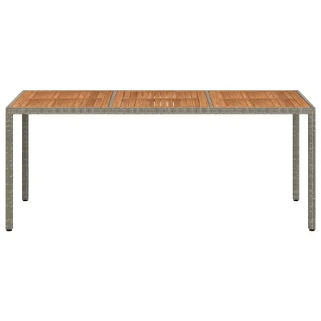 Table de jardin 190x90x75 cm Résine tressée/bois d'acacia Gris