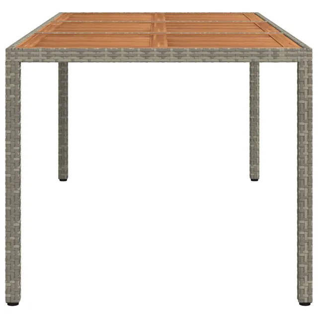 Table de jardin 190x90x75 cm Résine tressée/bois d'acacia Gris
