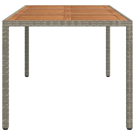 Table de jardin 190x90x75 cm Résine tressée/bois d'acacia Gris