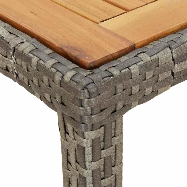 Table de jardin 190x90x75 cm Résine tressée/bois d'acacia Gris