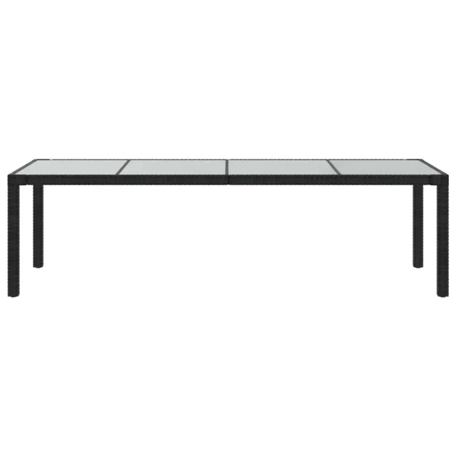 Table de jardin Noir 250x100x75 cm Verre trempé et poly rotin