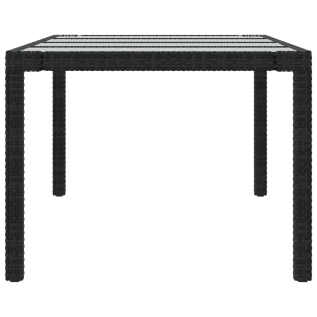 Table de jardin Noir 250x100x75 cm Verre trempé et poly rotin