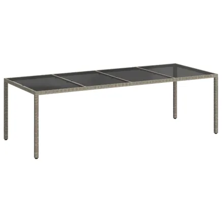 Table de jardin gris 250x100x75 cm Verre trempé et poly rotin 2