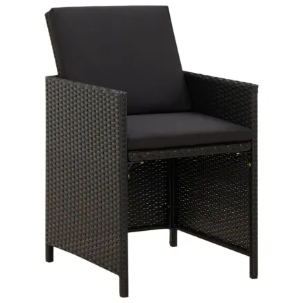 Chaises de jardin avec coussins lot de 4 Résine tressée Noir 2